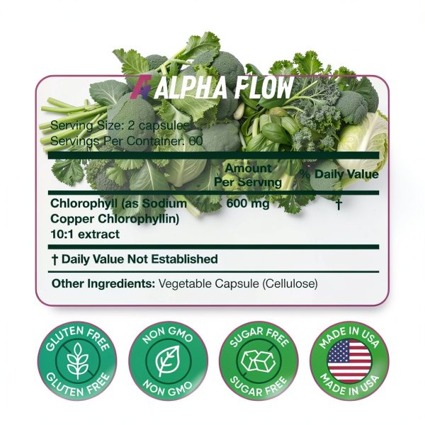 Alpha Flow Chlorophyll Capsules Body Cleansing Energy Boost-6