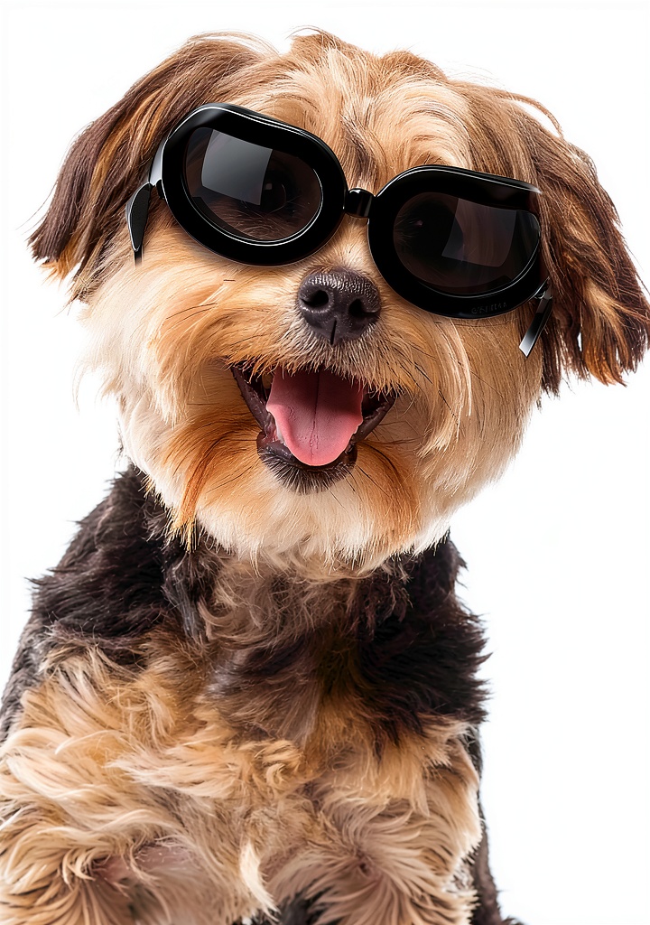 Pawaboo dog sunglasses on a small dog during a sunny day