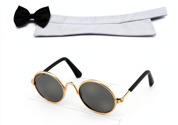 Pet Bow Tie Sunglasses Syhood Cotton Polyester-1