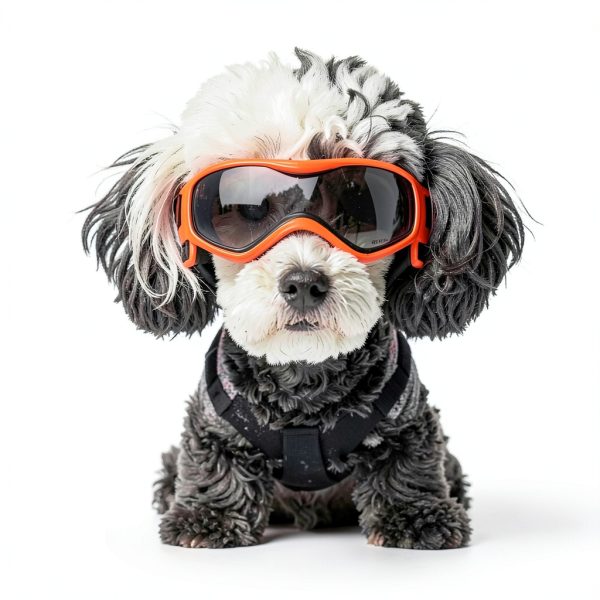 PETLESO Small Dog Sunglasses Curved Lens UV Protection Orange Medium-6