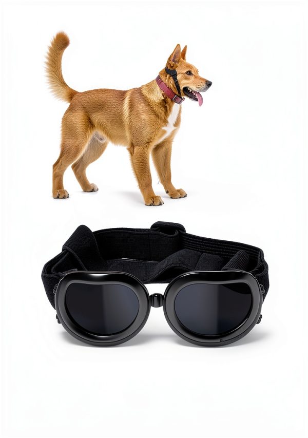 Lewondr Dog Sunglasses Elastic Strap Small Breed 2 Pack Black-2