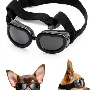 Lewondr Dog Sunglasses Elastic Strap Small Breed 2 Pack Black-0