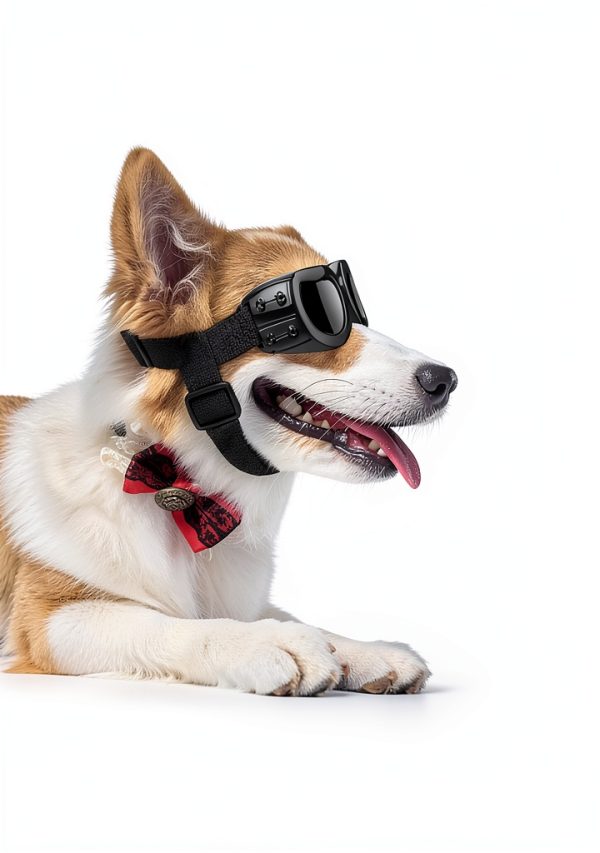 Lewondr Dog Sunglasses Elastic Strap Small Breed 2 Pack Black-4
