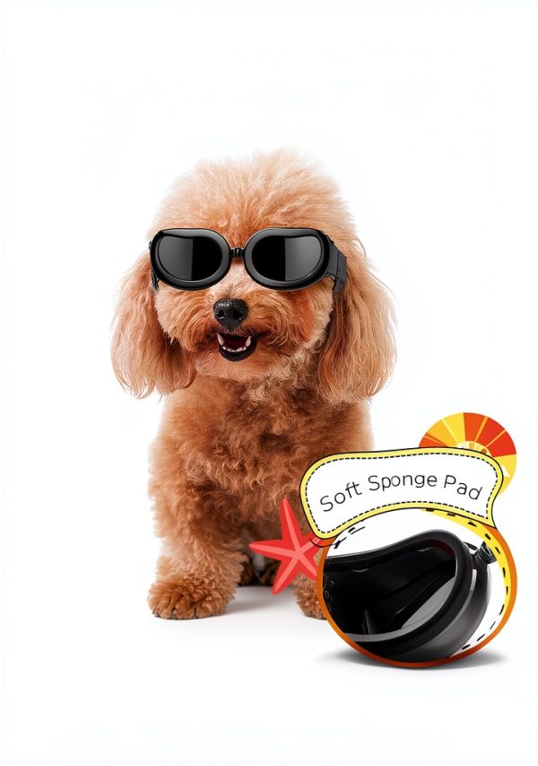 Lewondr Dog Sunglasses Elastic Strap Small Breed 2 Pack Black-3
